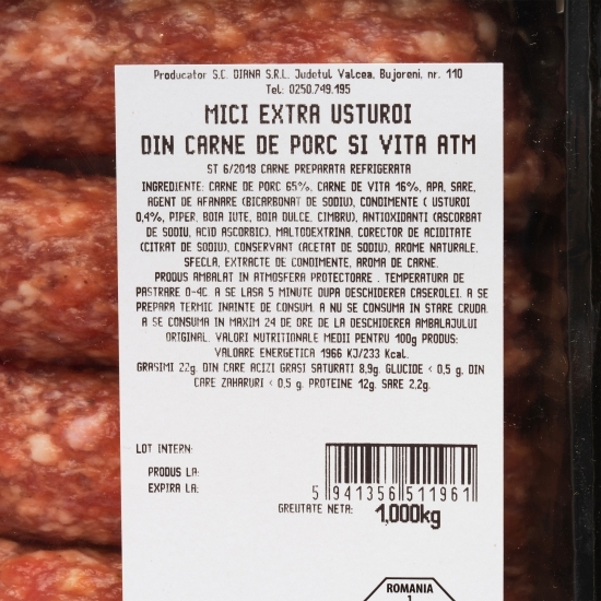 Mici din carne de porc și vită cu extra usturoi 1kg