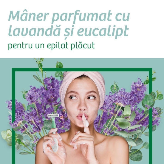 Aparat de ras pentru femei Soleil Escape cu 3 lame, Lavandă & Eucalipt, 3 buc