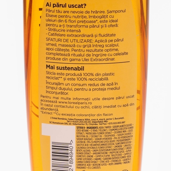 Șampon nutriție cu ulei din flori prețioase pentru păr uscat 0.25l