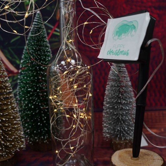 Instalație Crăciun, 10 metri, 100 de LED-uri, alb cald, cu energie solară, fir de cupru, liniar,