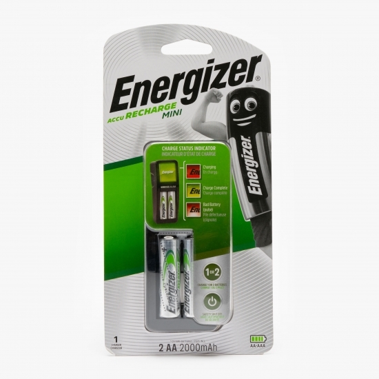 Încărcător Mini + 2 acumulatori AA/R6 2000 mAh