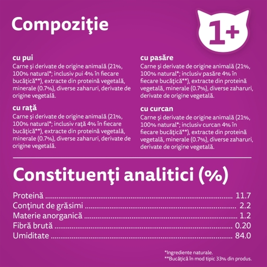 Hrană umedă pentru pisici adulte,12x85g, Pure Delight cu carne de pasăre în aspic
