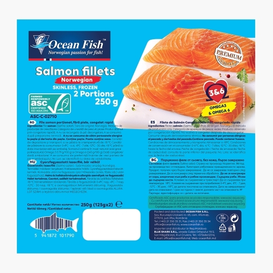 File de somon porționat fără piele 2x125g