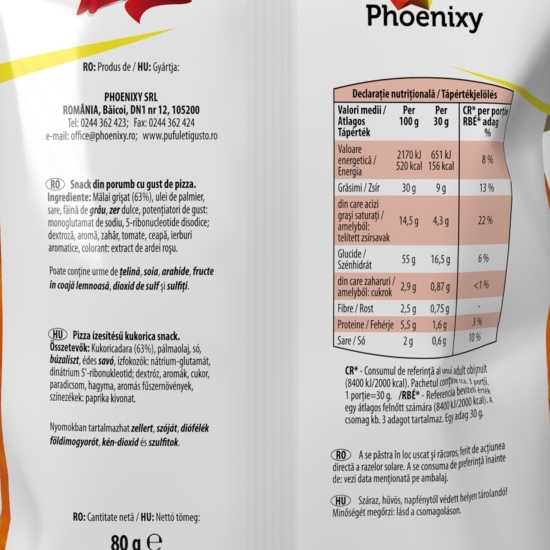 Pufuleți cu gust de pizza 80g