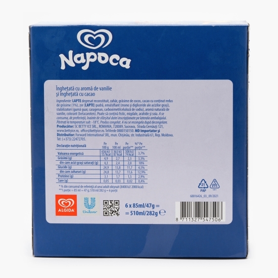 Înghețată cu aromă de vanilie şi cacao 6x47g