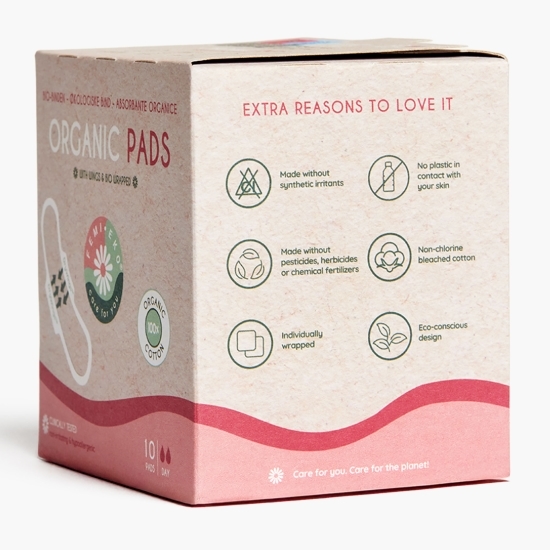 Absorbante cu aripioare, din bumbac organic 10 buc