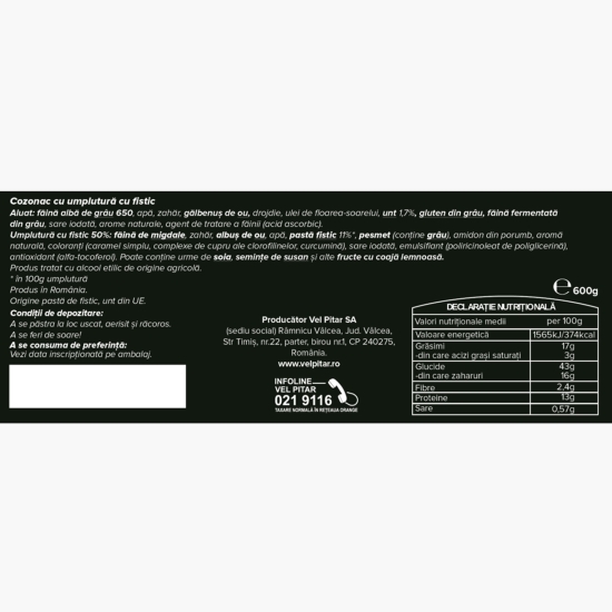 Cozonac cu fistic 600g