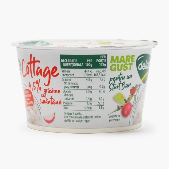 Brânză Cottage cu smântână, 4.5% grăsime, 175g
