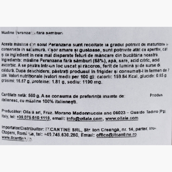 Măsline Peranzana, fără sâmburi, 560g