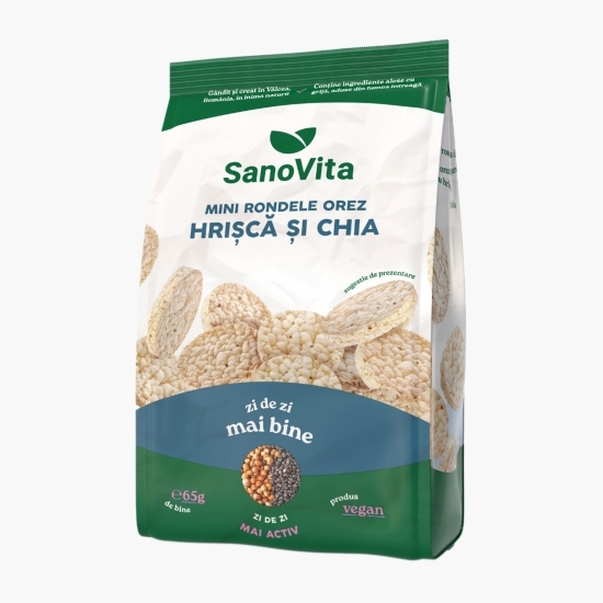 Mini rondele din orez expandat cu hrișcă și chia, sharing pack, 65g