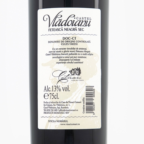 Vin roșu sec Fetească Neagră, 13%, 0.75l