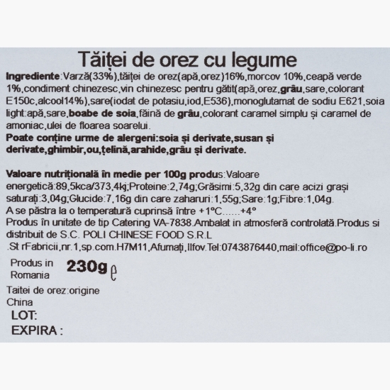 Tăiței de orez cu legume 230g