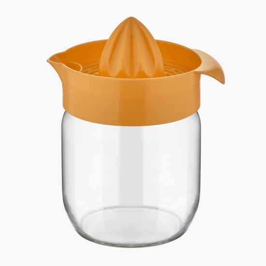 Storcător manual de citrice portocaliu cu recipient din sticlă 425ml