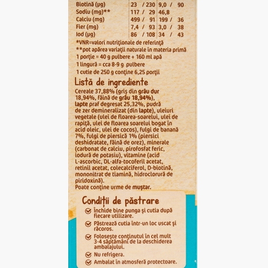 Cereale griș cu banane și piersici Vise plăcute de la 6 luni 250g