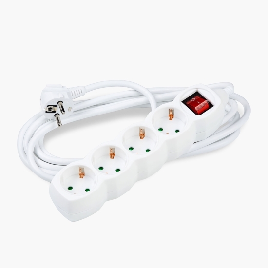 Prelungitor 4 prize, 3 metri + întrerupător 5W