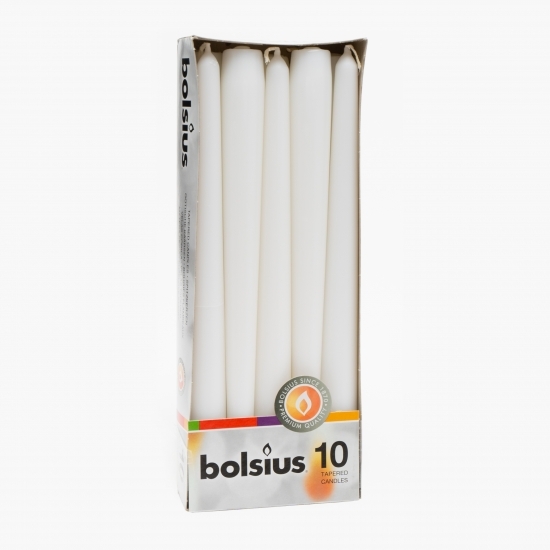 Lumânare conică Bolsius Alb (10 buc.)