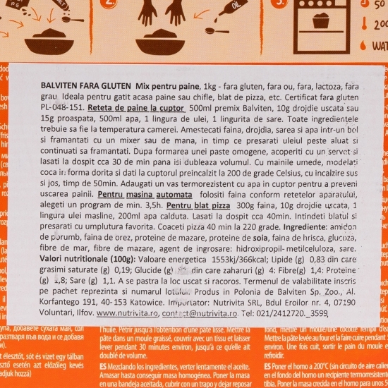 Mix de făină pentru pâine, fără gluten 1kg