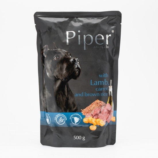 Hrană umedă pentru câini cu carne de miel, morcovi și orez brun 500g