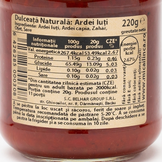 Dulceață naturală de ardei iuți 220g