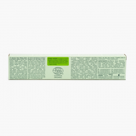 Pastă de dinți bio cu ceai verde organic și mentă, Natural Whitening 75ml