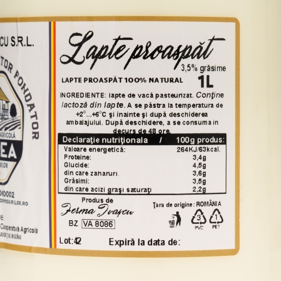 Lapte proaspăt 3.5% grăsime 1l