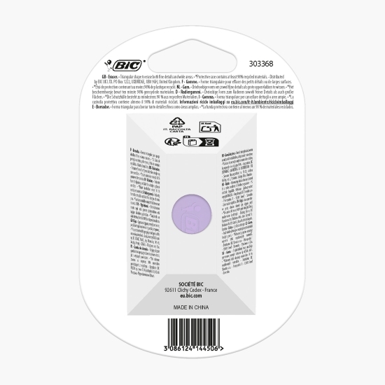 Radieră triunghiulară cu manșon din plastic, diverse culori