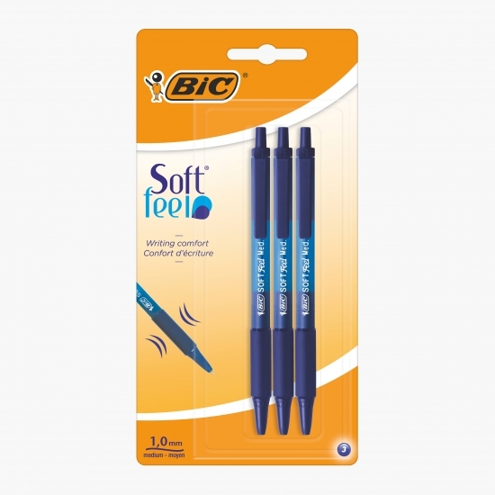 Set 3 pixuri Soft Feel Clic Grip albastru 
