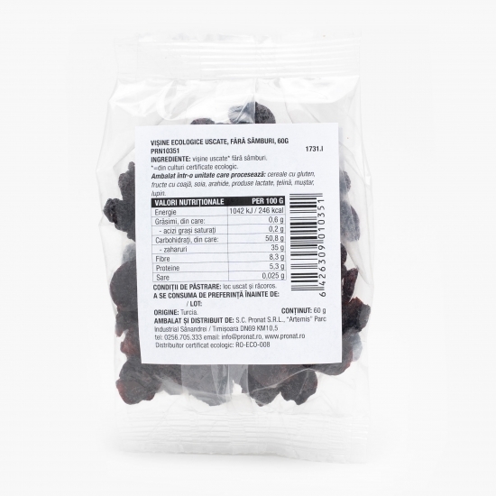 Vișine uscate ecologice fără sâmburi 60g