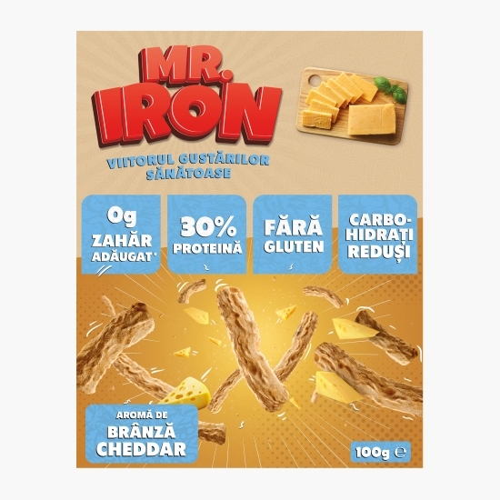 Pufuleți cu aromă de brânză cheddar, cu 30% proteină, fără zahăr și fără gluten, low carb 100g