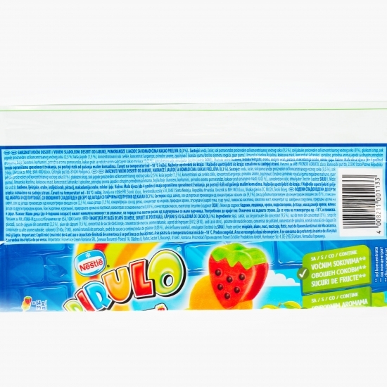 Înghețată pe bază de apă cu mere, sorbet de portocale, căpșuni și glazură de cacao 70ml