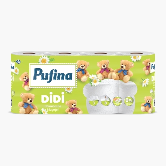 Hârtie igienică Didi Mușețel, 3 straturi, 8 role