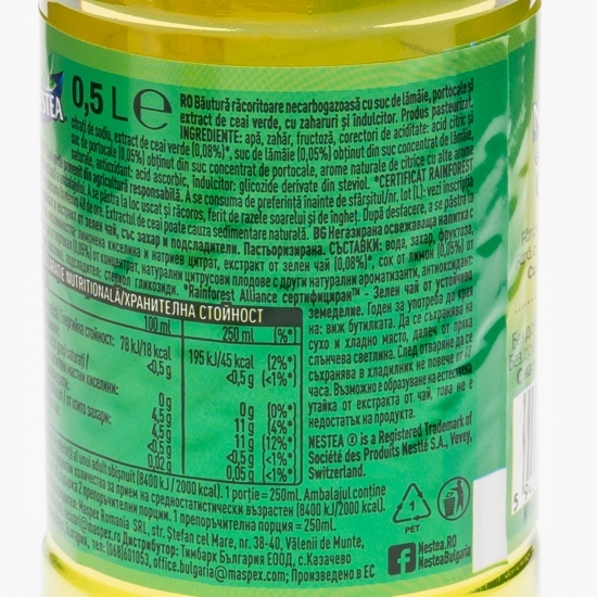 Băutură necarbogazoasă lămâie, portocale şi ceai verde 0.5l