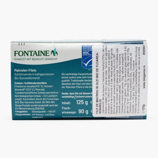 File de macrou fără piele și fără oase, în ulei eco de floarea-soarelui, 125g