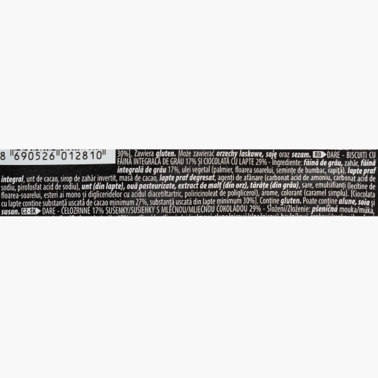 Biscuiți cu cereale integrale și ciocolată cu lapte 114g