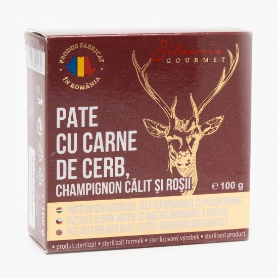 Pate cu carne de cerb, champignon călit și roșii 100g