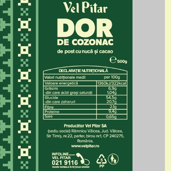 Cozonac de post cu nucă și cacao 500g