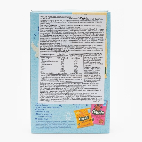 Orez eco pentru bebeluși +6 luni, 100g