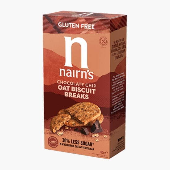 Biscuiți fără gluten din ovăz integral cu ciocolată 160g