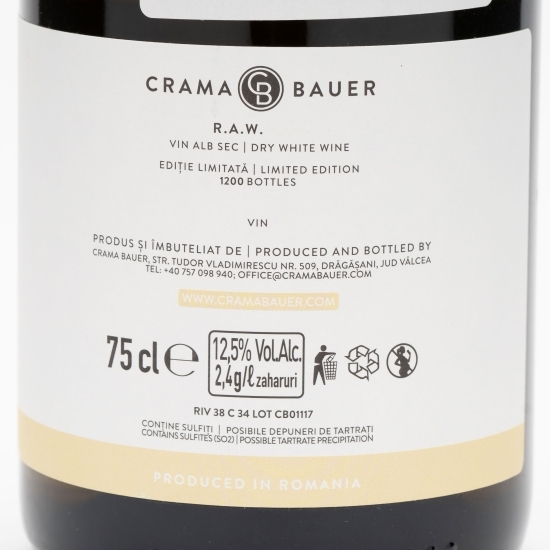 Vin alb sec R.A.W., 12.5%, 0.75l