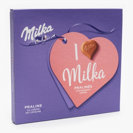 Praline de ciocolată umplute cu cremă de căpșune 110g