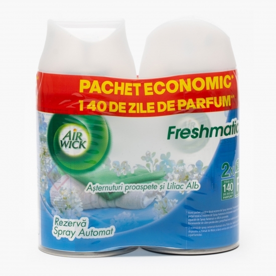 Rezervă spray automat „așternuturi proaspete” și liliac alb 2x250ml