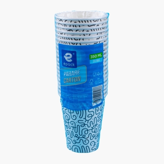 Pahare carton pentru băuturi calde/reci 350ml 20 buc