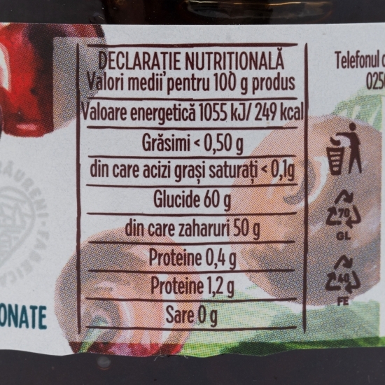 Dulceață de vișine fără zahăr adăugat 240g