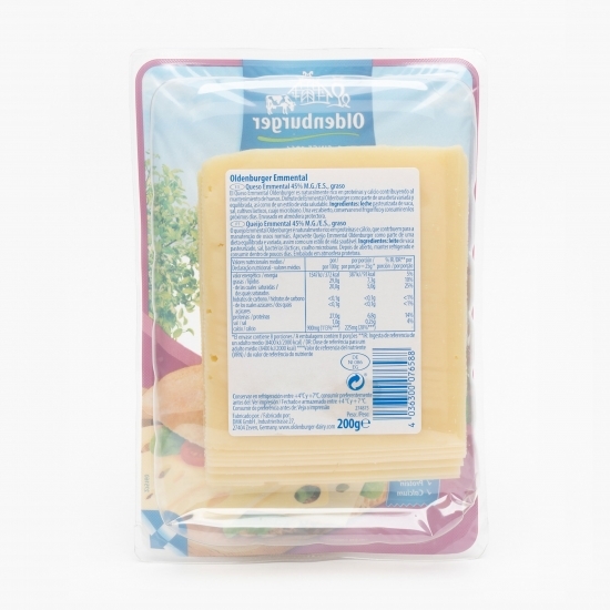 Brânză Emmental felii, 45% grăsime 200g