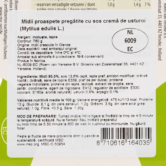 Midii în sos cu usturoi 760g