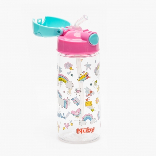 Pahar din tritan cu pai și capac, +3 ani, 360ml