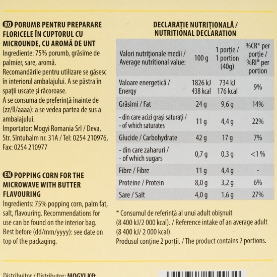 Popcorn cu unt pentru cuptorul cu microunde 3x80g