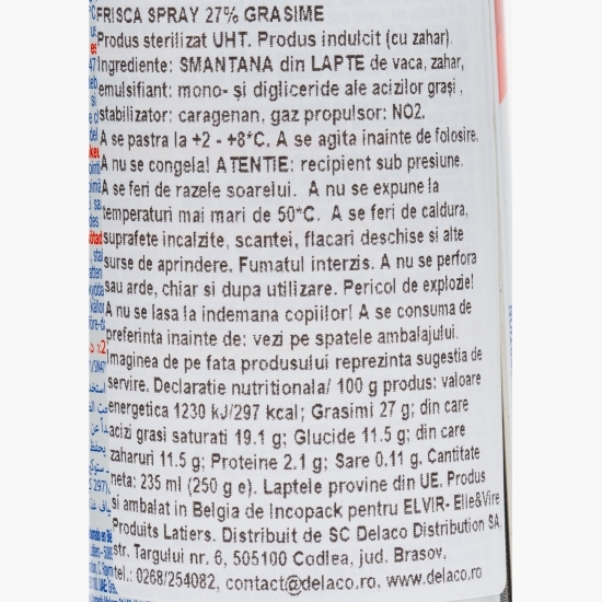 Frișcă spray 27%, 250g