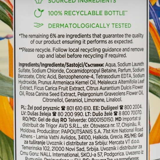 Gel de duș Pasărea Paradisului, Botanicals 0.5l