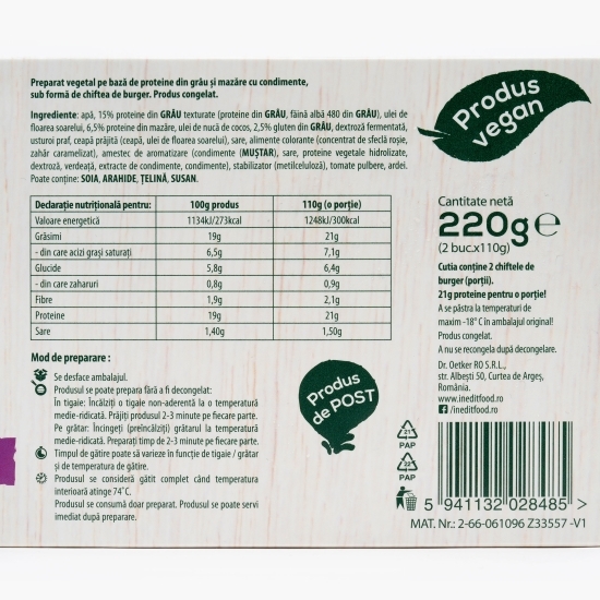 Burger vegetal condimentat 220g